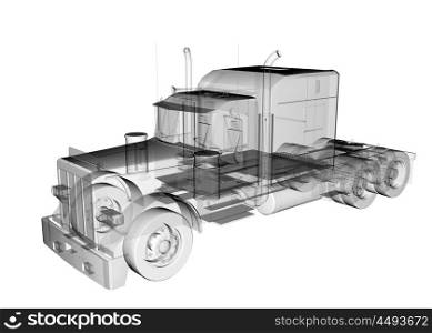 isolated transparent lorry truck
