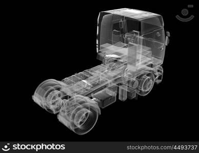 isolated transparent lorry truck