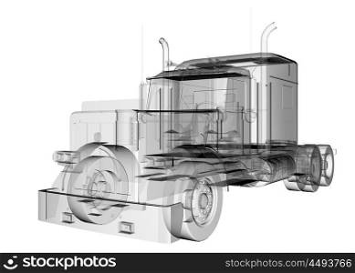 isolated transparent lorry truck