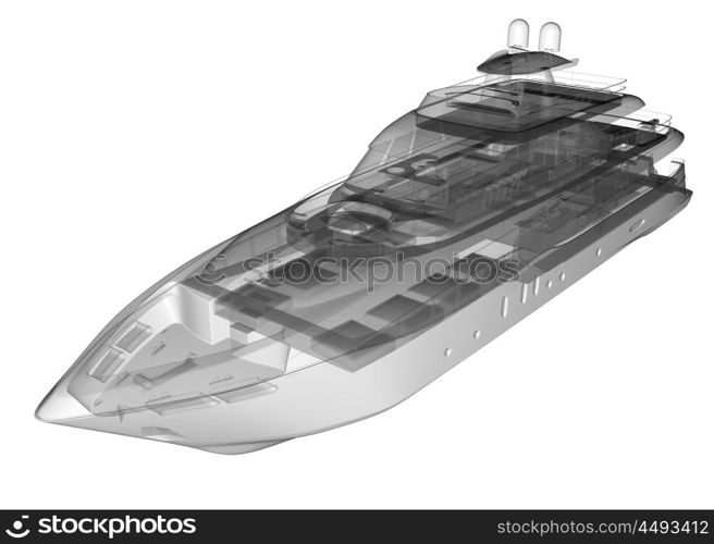 isolated transparent luxury yacht