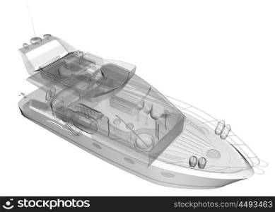 isolated transparent luxury yacht