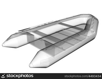 isolated transparent rubber boat