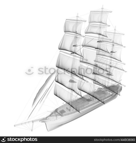 isolated transparent sail ship