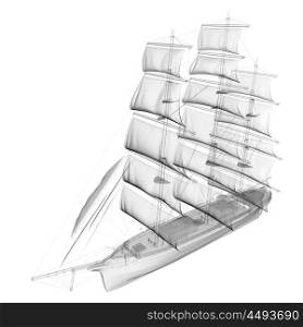 isolated transparent sail ship
