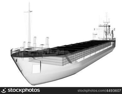 isolated transparent tanker ship