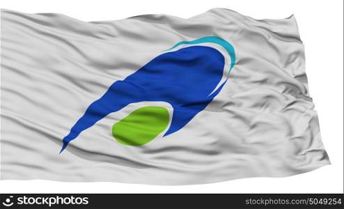Isolated Tsu Mie Flag, Capital of Japan Prefecture, Waving on White Background. Isolated Tsu Mie Flag, Capital of Japan Prefecture, Waving on White Background, High Resolution