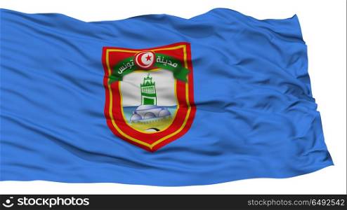 Isolated Tunis City Flag, Capital City of Tunis, Waving on White Background, High Resolution