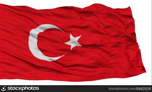 Isolated Turkey Flag, Waving on White Background, High Resolution