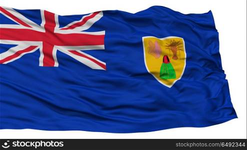 Isolated Turks and Caicos Islands Flag, Waving on White Background, High Resolution