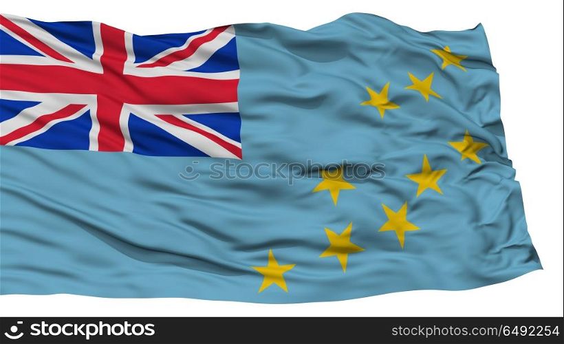 Isolated Tuvalu Flag, Waving on White Background, High Resolution