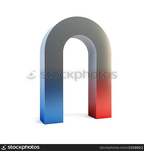 isolated two-colored magnet 3d rendering