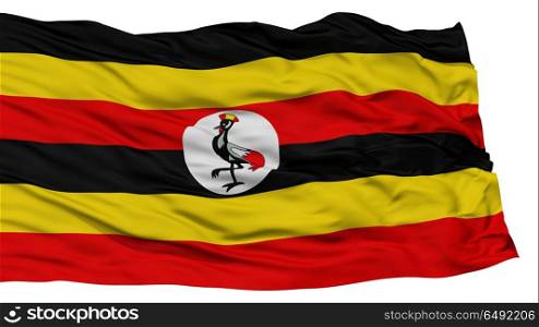 Isolated Uganda Flag, Waving on White Background, 3D rendering