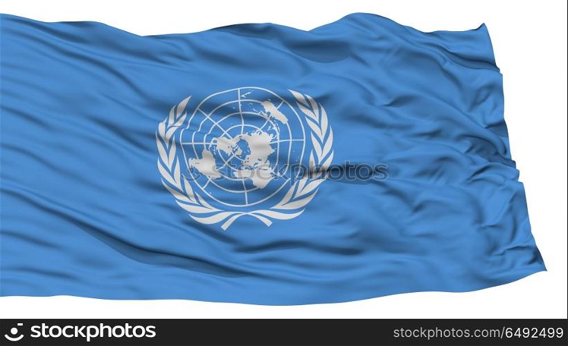 Isolated United Nations Flag, Waving on White Background, High Resolution