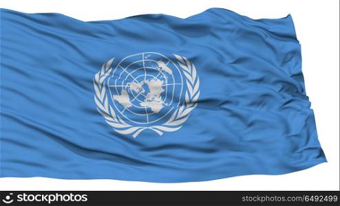 Isolated United Nations Flag, Waving on White Background, High Resolution
