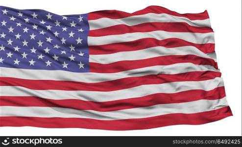 Isolated United States Flag, Waving on White Background, High Resolution