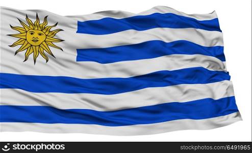 Isolated Uruguay Flag, Waving on White Background, High Resolution