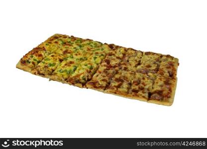 Isolated Very Large Rectangular Pizza for the Hungry
