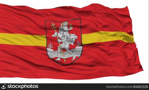 Isolated Vilnius City Flag, Capital City of Lithuania, Waving on White Background, High Resolution