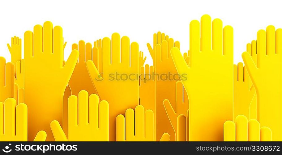 isolated voting human hands 3d render