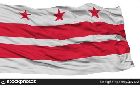Isolated Washington DC Flag, Capital City of United States of America, Waving on White Background, High Resolution