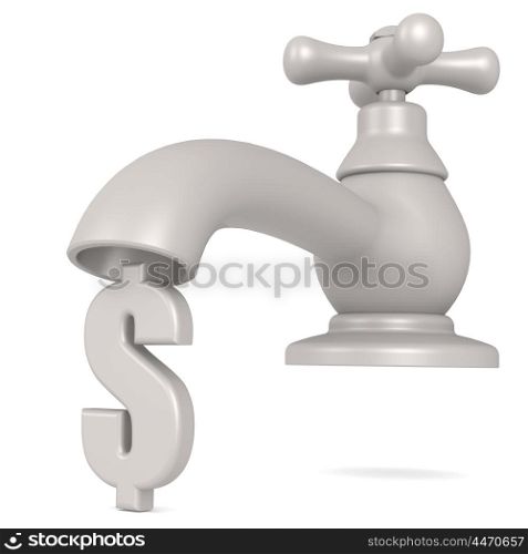 Isolated Water tap with dollar sign