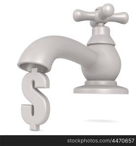 Isolated Water tap with dollar sign