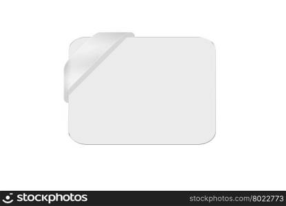 Isolated white board with white ribbon on white background. Copy space