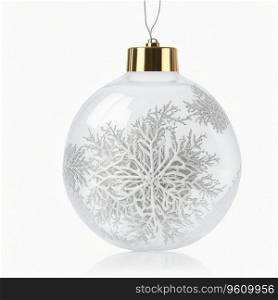 isolated White Glass Christmas Ornament with Snowflake Elements