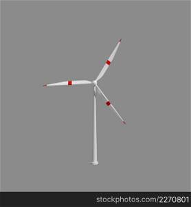 Isolated wind turbine on grey background. 3d render