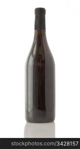 Isolated wine bottle of red wine with reflection