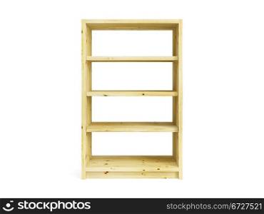 isolated wooden bookcase, 3d render