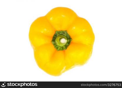Isolated yellow bell pepper with white background.