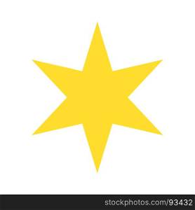 Isolated yellow gold star icon, ranking mark. Isolated yellow gold star icon, ranking mark with six rays. Modern simple favorite sign, decoration symbol for website design, web button, mobile app.