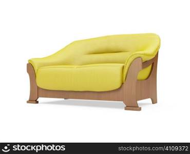 isolated yellow sofa over white background