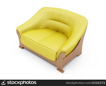 isolated yellow sofa over white background