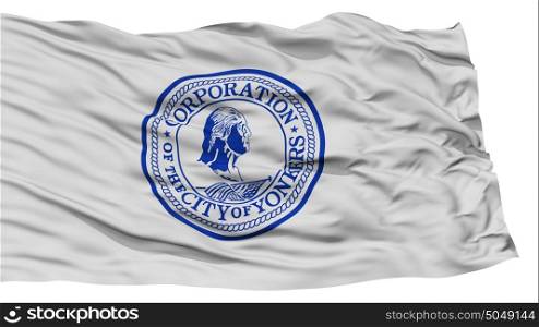 Isolated Yonkers City Flag, United States of America. Isolated Yonkers City Flag, City of New York State, Waving on White Background, High Resolution