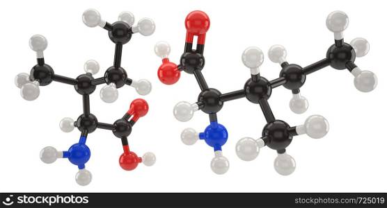 Isoleucine molecule structure 3d illustration with clipping path