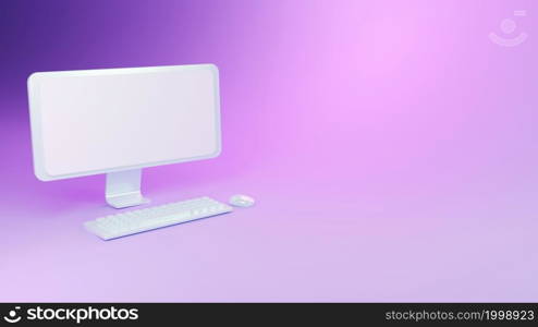 isometric model personal computer isolated bright color background elements hardware device simple style 3d rendering.