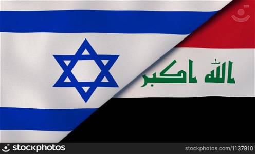 Israel Iraq national flags. News, reportage, business background. 3D illustration.. Israel Iraq national flags. News, reportage, business background. 3D illustration