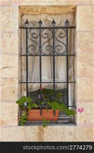 Israel Window Decorated With Fresh Flowers