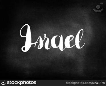 Israel written on a blackboard