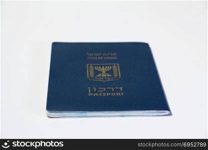Israeli passport on white background.