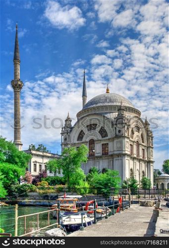 Istambul, Turkey ? 07.13.2019. Dolmabahce Mosque on a sunny summer morning. Dolmabahce Mosque in Istanbul, Turkey
