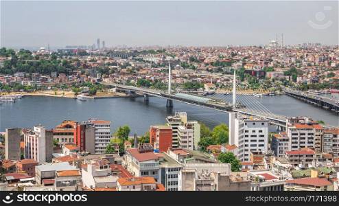 Istambul, Turkey ? 07.13.2019. Top view of Ataturk Bridge in Turkey on a summer day. Top view of Istanbul city and Ataturk Bridge in Turkey