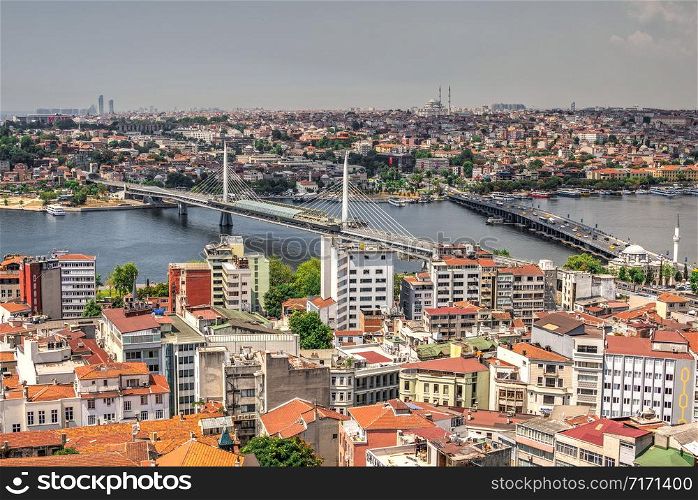 Istambul, Turkey ? 07.13.2019. Top view of Ataturk Bridge in Turkey on a summer day. Top view of Istanbul city and Ataturk Bridge in Turkey