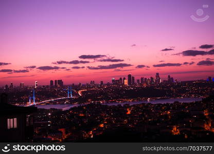 Istanbul Bosporus Bridge on sunset