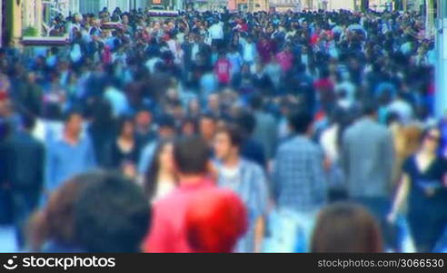 Istanbul city crowd on Istiklal street