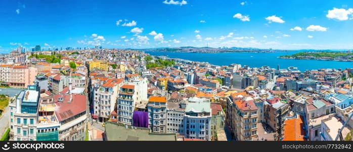 Istanbul city panorama, Istanbul city lanscape view from Europa to Asia