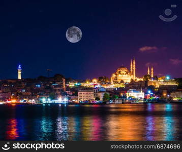 istanbul mosque in the night turkey