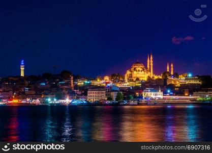 istanbul mosque in the night turkey